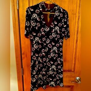 White House Black Market black dress with purple/white flowers size XS